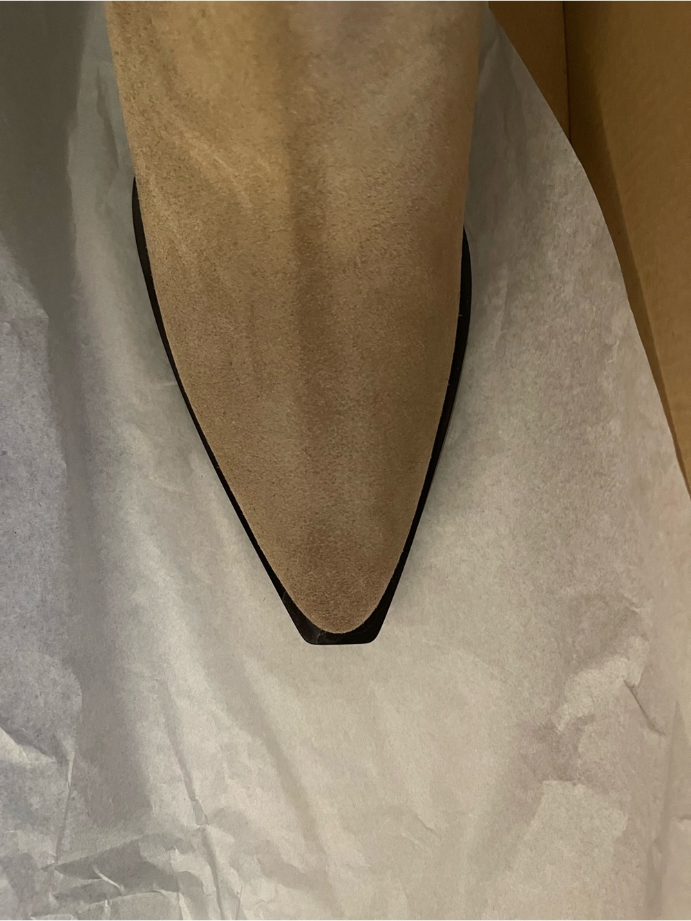 Zara Taupe Suede Knee-High Western Embroidered Boot - Picture 3 of 6